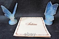 Sabino BUTTERFLYS Opalescent Art Glass France signed closed & open wing