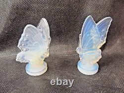 Sabino BUTTERFLYS Opalescent Art Glass France signed closed & open wing