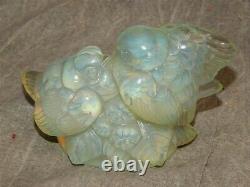 Sabino Opalescent Birds (Two) Figurine on Berry Branch LARGE 4.5 wide 3.5 tall
