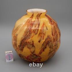 Scailmont Belgium Art Deco Glass Marbled Opaline Ornament Bowl Vase H. Heemskerk