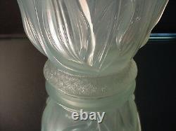 Scarce Barolac Czech Glass Sculptured Satin Opalescent Tulip Vase Josef Inwald