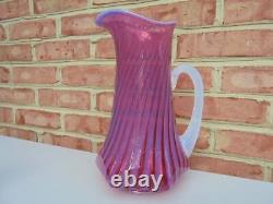 Scarce Fenton Cranberry Opalescent Art Glass Swirl Lg Tankard Pitcher 11 1/2