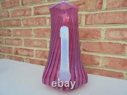 Scarce Fenton Cranberry Opalescent Art Glass Swirl Lg Tankard Pitcher 11 1/2