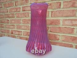 Scarce Fenton Cranberry Opalescent Art Glass Swirl Lg Tankard Pitcher 11 1/2