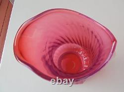 Scarce Fenton Cranberry Opalescent Art Glass Swirl Lg Tankard Pitcher 11 1/2
