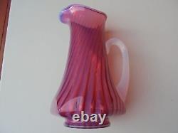 Scarce Fenton Cranberry Opalescent Art Glass Swirl Lg Tankard Pitcher 11 1/2