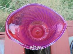 Scarce Fenton Cranberry Opalescent Art Glass Swirl Lg Tankard Pitcher 11 1/2