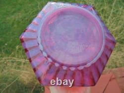 Scarce Fenton Cranberry Opalescent Art Glass Swirl Lg Tankard Pitcher 11 1/2