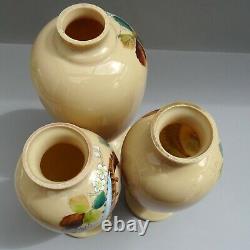 Set 3 Antique Opaline Glass Vases 1 AF 13 / 33cm Watermill Enamel Scene