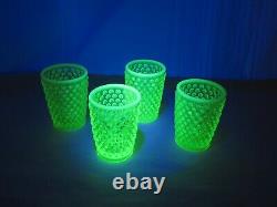 Set Of 4 Fenton Hobnail Topaz Opalescent Juice Tumblers Glow