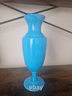 Sevres France Blue Opaline Footed Glass Vase