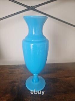 Sevres France Blue Opaline Footed Glass Vase