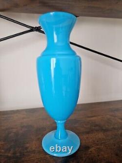 Sevres France Blue Opaline Footed Glass Vase