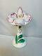 Signed Fenton Hand Painted Jack In The Pulpit Art Glass Vase Opalescent Orchid