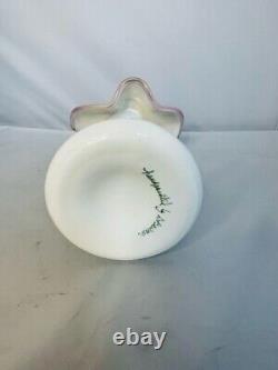 Signed Fenton hand painted Jack in the Pulpit Art Glass Vase Opalescent Orchid