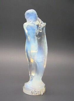 Signed French ETLING Opalescent Art Glass Nude Statue #84 Sabino Lalique Era