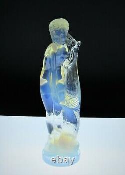 Signed French ETLING Opalescent Art Glass Nude Statue #84 Sabino Lalique Era