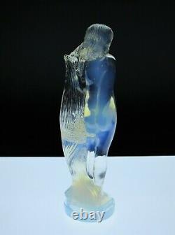 Signed French ETLING Opalescent Art Glass Nude Statue #84 Sabino Lalique Era