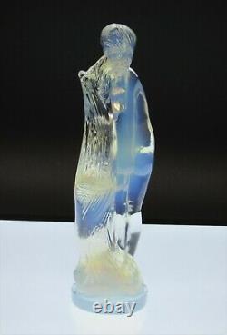 Signed French ETLING Opalescent Art Glass Nude Statue #84 Sabino Lalique Era