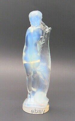 Signed French ETLING Opalescent Art Glass Nude Statue #84 Sabino Lalique Era