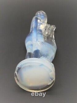 Signed French ETLING Opalescent Art Glass Nude Statue #84 Sabino Lalique Era