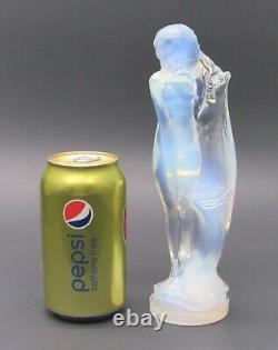 Signed French ETLING Opalescent Art Glass Nude Statue #84 Sabino Lalique Era