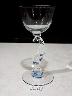 Signed Libbey Silhouette Kangaroo Stem Opalescent Nash Series 6 Art Glass