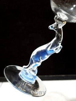 Signed Libbey Silhouette Kangaroo Stem Opalescent Nash Series 6 Art Glass