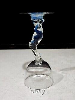 Signed Libbey Silhouette Kangaroo Stem Opalescent Nash Series 6 Art Glass