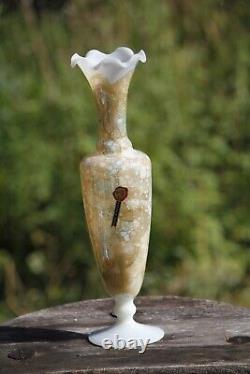 Stelvia Vintage Marbled Opaline Vase Italy with label 26.5cm 10.4in