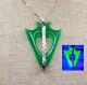 Sterling Art Deco Uranium Glass Necklace Unusual Arrow Piece Green Opaline