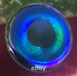 Steuben Art Glass bud vase, signed Aurene, opalescent blue, 6.5 inches