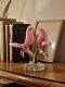 Striking Vintage Murano Italian Art Glass Pink Opaline Birds On Branch Figurine