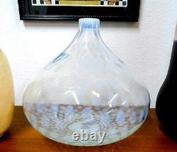 Studio Art Glass White Opaline Spotted Large Tear Drop 8 1/8 Vase