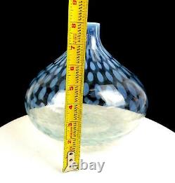 Studio Art Glass White Opaline Spotted Large Tear Drop 8 1/8 Vase