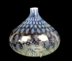 Studio Art Glass White Opaline Spotted Large Tear Drop 8 1/8 Vase