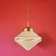 Stunning 1940s European Art Deco Opaline Glass Pendant Light With Brass Fittings