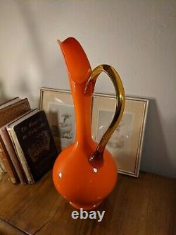 Stunning 1960s Mid-Century Empoli Amberina Two Tone Opaline Art Glass Jug Vase