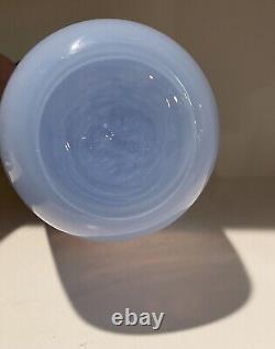 Stunning! 20's-30s Blue Opaline Glass Vase Opalescent Art Deco Bohemian