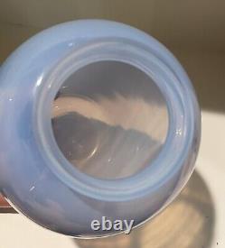 Stunning! 20's-30s Blue Opaline Glass Vase Opalescent Art Deco Bohemian