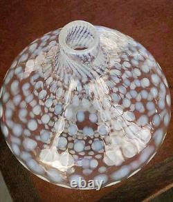 Stunning Hand-Blown Art Glass White Opaline Swirl Spotted Tear Drop Vase