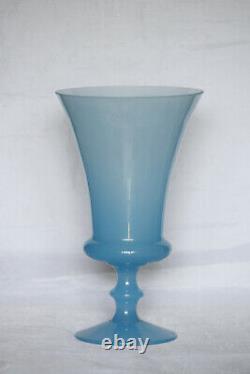 Stunning Vintage Blue Opaline Medicis Vase Murano 23cm 9in Italy 60s 70s