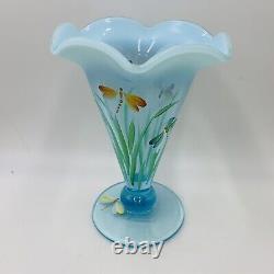 Sue K Fenton Art Glass Museum Collection 2003 Blue Opalescent Dragonflies