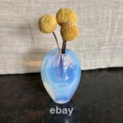 Sugahara Japan Art Glass Bud Vase Opalescent Blue 4H X 2.75W