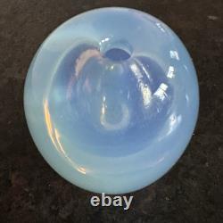 Sugahara Japan Art Glass Bud Vase Opalescent Blue 4H X 2.75W