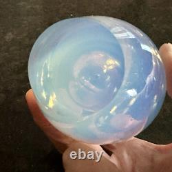 Sugahara Japan Art Glass Bud Vase Opalescent Blue 4H X 2.75W