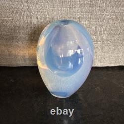 Sugahara Japan Art Glass Bud Vase Opalescent Blue 4H X 2.75W