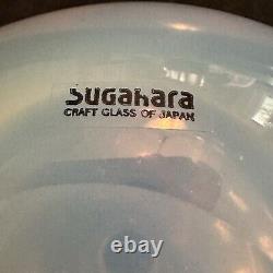 Sugahara Japan Art Glass Ovate Bud Vase Opalescent Blue 2.75H X 4.5L