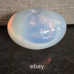 Sugahara Japan Art Glass Ovate Bud Vase Opalescent Blue 2.75H X 4.5L