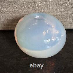 Sugahara Japan Art Glass Ovate Bud Vase Opalescent Blue 2.75H X 4.5L